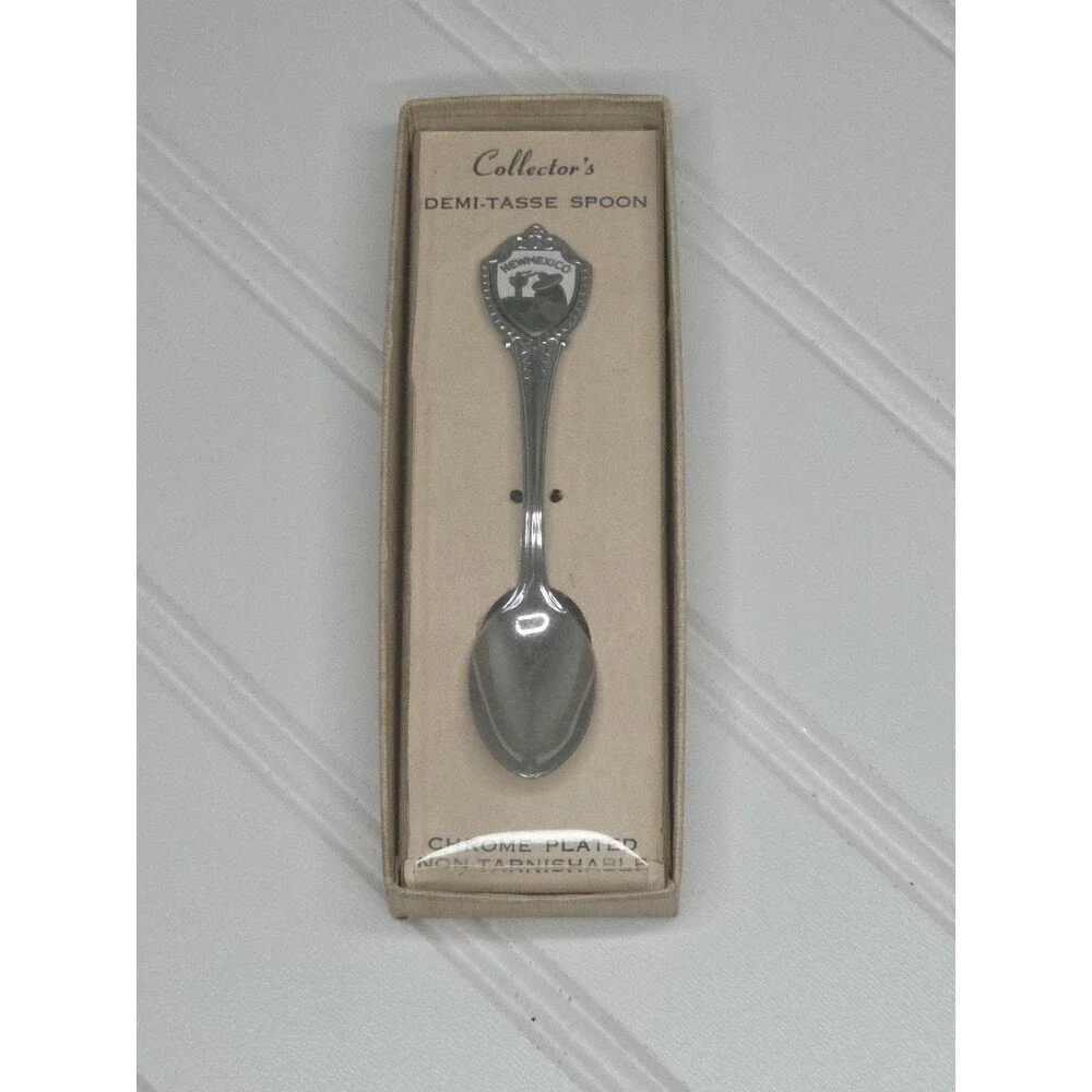 Vintage Collector's Demi-Tasse Spoon Chrome Plated Non-Tarnishable New Mexico